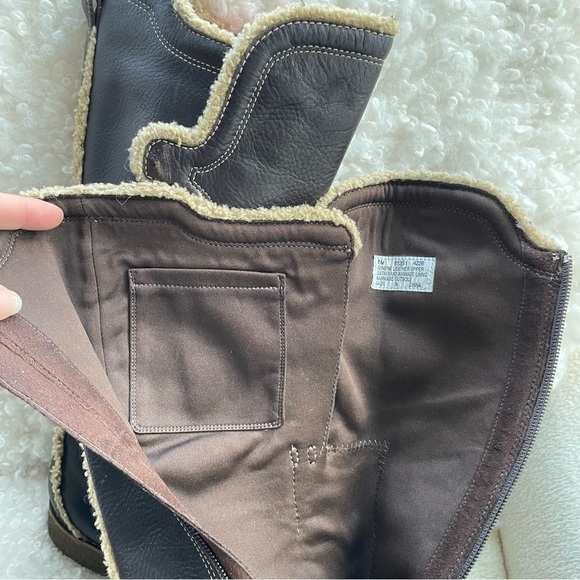 Timberland Dark Brown Leather Boots with Sherpa Lining Size 6 - Picture 7 of 14